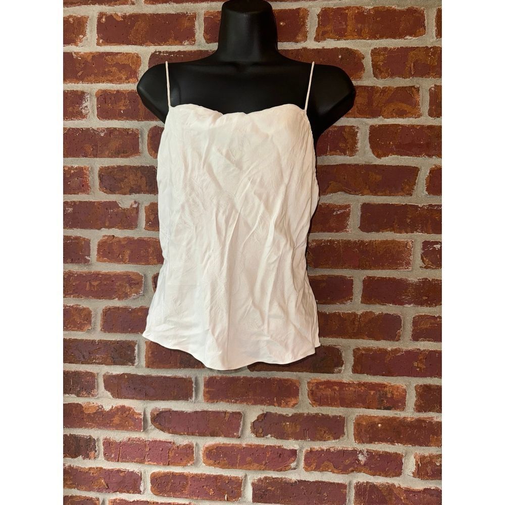 Alice + Olivia white Jacquard style drape camisole Cupro viscose blend small - Picture 1 of 8